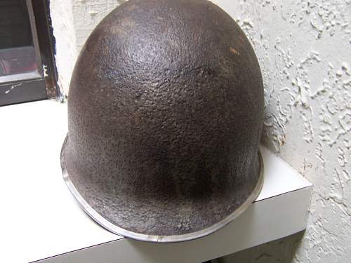 thought's on this ww2 m1 fixed bale front seam helmet