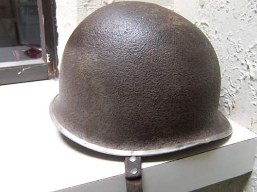 thought's on this ww2 m1 fixed bale front seam helmet