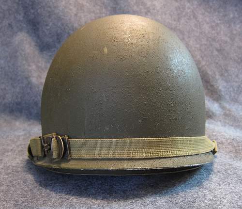 US M1 Helmet - WW2: Fixed Bale, Front Seam, McCord, Westinghouse Liner