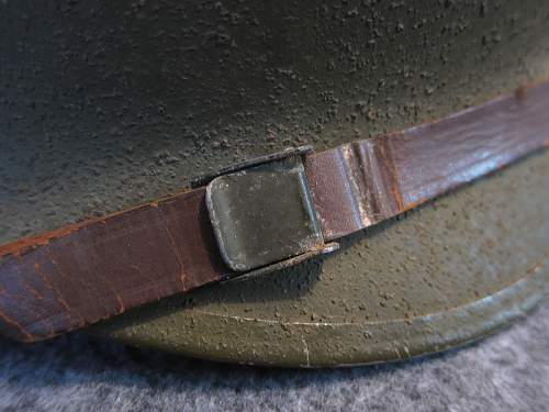 US M1 Helmet - WW2: Fixed Bale, Front Seam, McCord, Westinghouse Liner