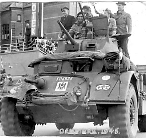 Unit vehicle insignia on British Staghound, Denmark 1945