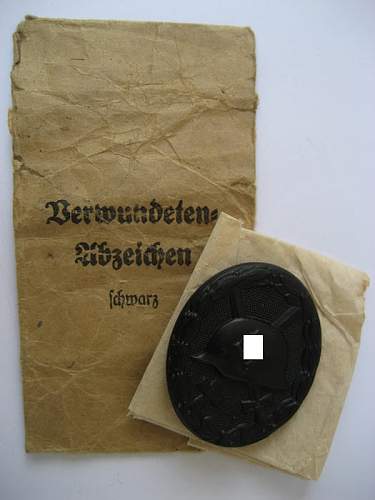 Verwundetenabzeichen. Black Wound Badge mm L/16 with envelope