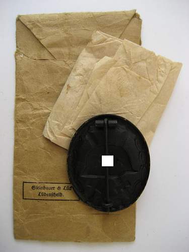 Verwundetenabzeichen. Black Wound Badge mm L/16 with envelope