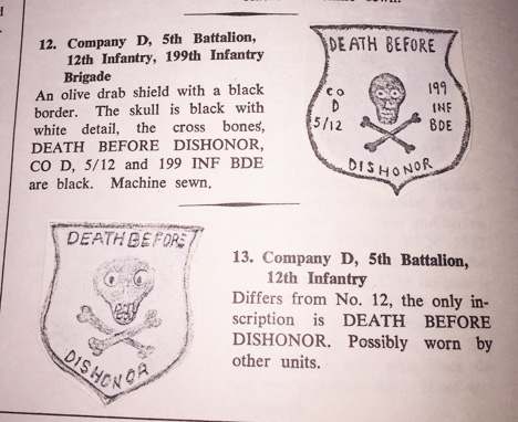 199th Infantry Brigade Skull Patch &quot;Death Before Dishonor&quot;