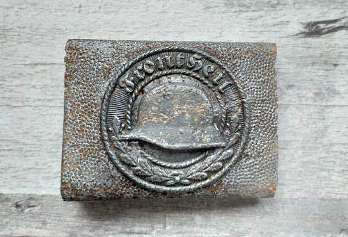 Two-piece zinc Stahlhelmbund belt buckle