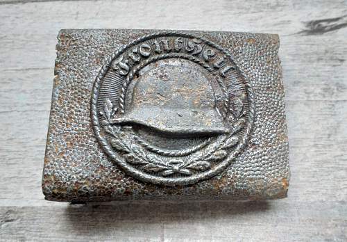 Two-piece zinc Stahlhelmbund belt buckle