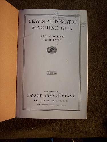 Savage Arms Company 'Lewis Gun' Manual