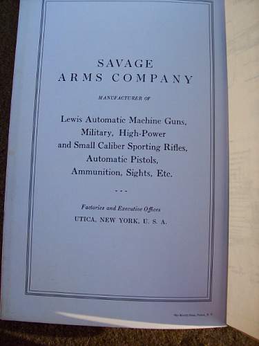 Savage Arms Company 'Lewis Gun' Manual