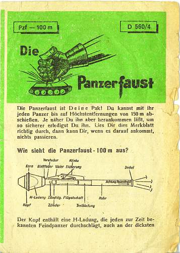 Panzerfaust 100m instructional leaflet