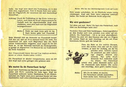 Panzerfaust 100m instructional leaflet