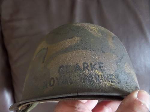 Interesting M1 camo helmet Dutch made ? marked to a Royal marine
