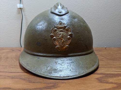 Unique French/Belgian M15 Helmet with British Liner and Unusual Badge! Identification Help!!