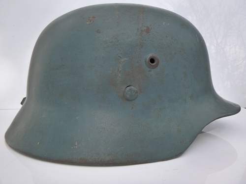 Hungarian m35/b ash blue civil defence helmet by gyor.