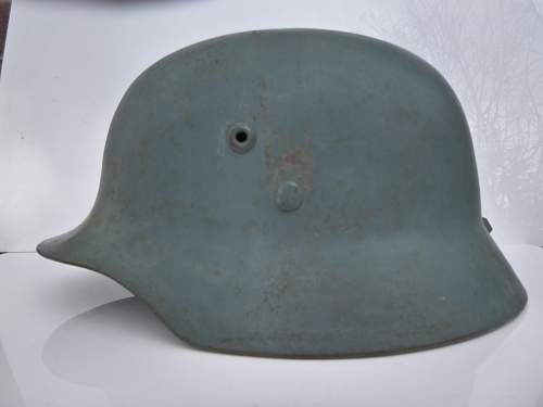 Hungarian m35/b ash blue civil defence helmet by gyor.