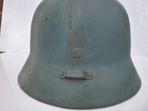 Hungarian m35/b ash blue civil defence helmet by gyor.