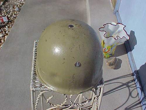 very crude M1 style helmet with Polish Wz50 liner , possibly an IRAQI helmet?