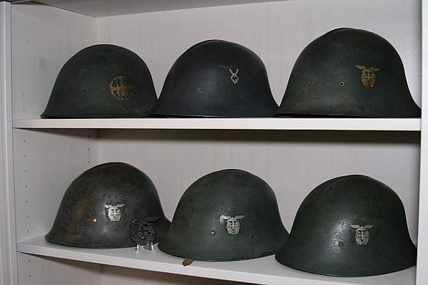 Helmets used by the Norwegian collaboration party Nasjonal Samling: