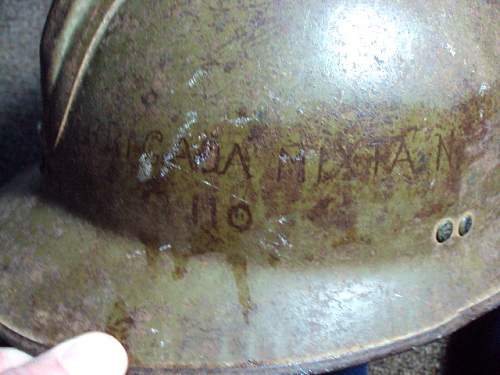 French m26/ spanish helmet with writing on it ???