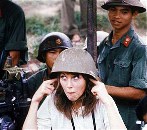 PAVN soldier with helmet badge on steel helmet during the VN war 1972