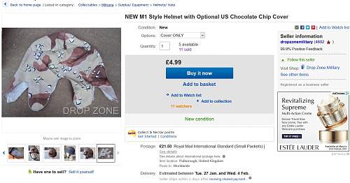 Unusual m1 steel helmet chocolate chip camo cover?