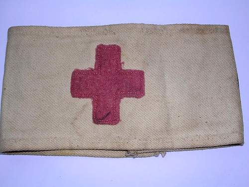 WWI or earlier army medics red cross armband