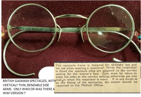 British gas mask spectacles , WWI?