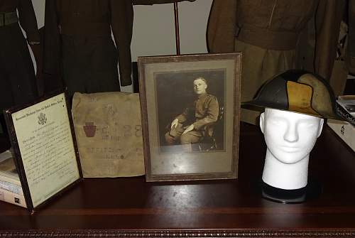 Tragedy at Fismette , France 1918. Camouflage Helmet, protective mask and records of the NCO 28th Division