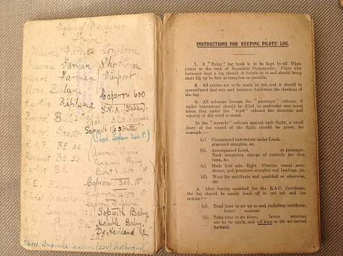 WW1 RNAS &amp; RAF Log books to Sub Lt Harry Laurence Nunn, DFC, DSC