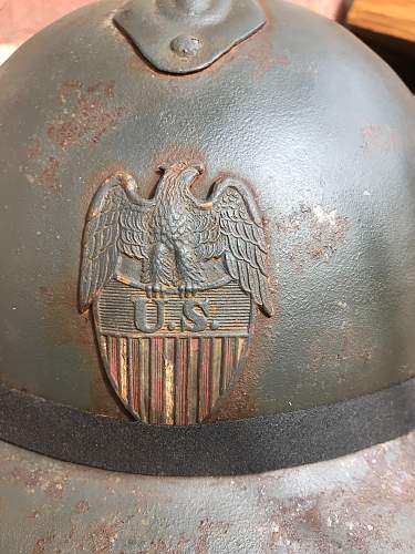 American WW1 adrian helmet with unknown US badge