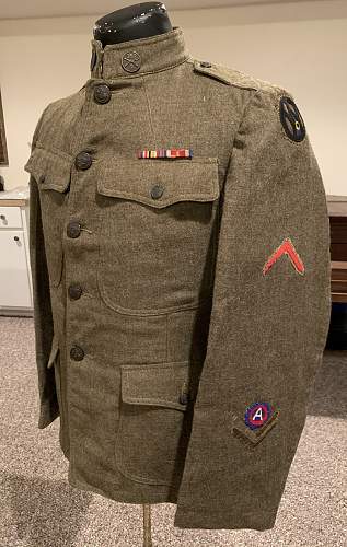 AEF uniform ID'd to Forrest Jackson Perry of Supply Company, 353rd Infantry Regiment, 89th Division