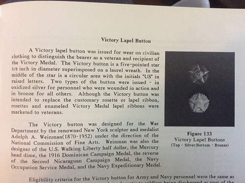 US WW1 Victory medal lapel pin