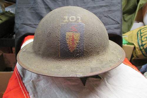 US 101st Inf Reg 26th ID helmet part of vet lot