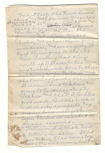 WW1 Era Letter Written in a Rainy Trench by a U.S. Serviceman in France. Lots of content about Trench Warfare.