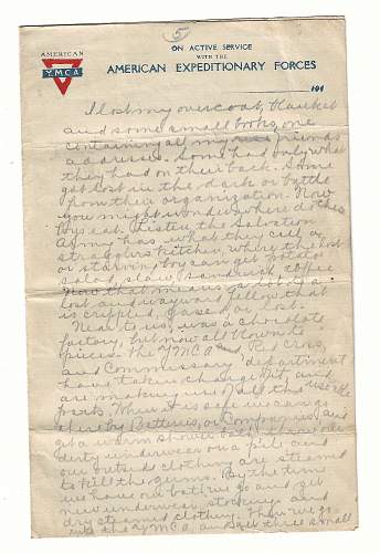 WW1 Era Letter Written in a Rainy Trench by a U.S. Serviceman in France. Lots of content about Trench Warfare.