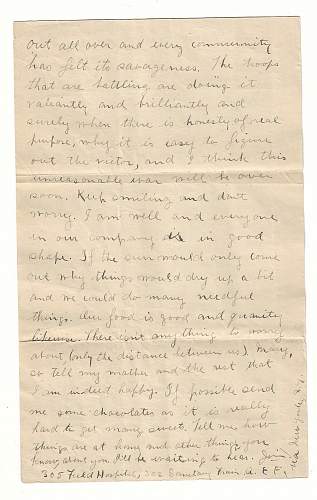 WW1 Era Letter Written by U.S. Serviceman in France. He mentions the Mud, Air Planes, Cannon Fire and more.