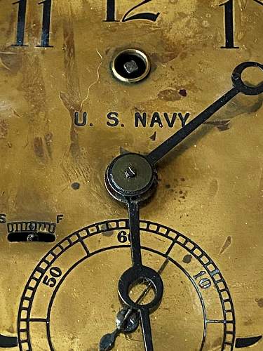 WW1 US Navy Brass Bulkhead Clock