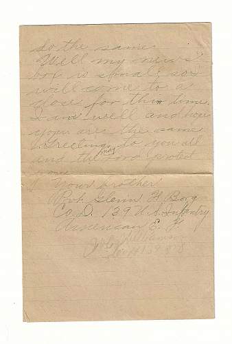 WW1 Era Letter Written by American Soldier in the Trenches of France.