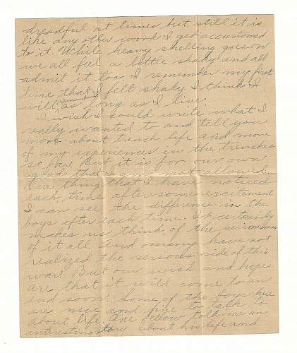 WW1 Era Letter Written by U.S. Soldier in The Trenches of France. He writes of feeling shaky after heavy shelling and more.