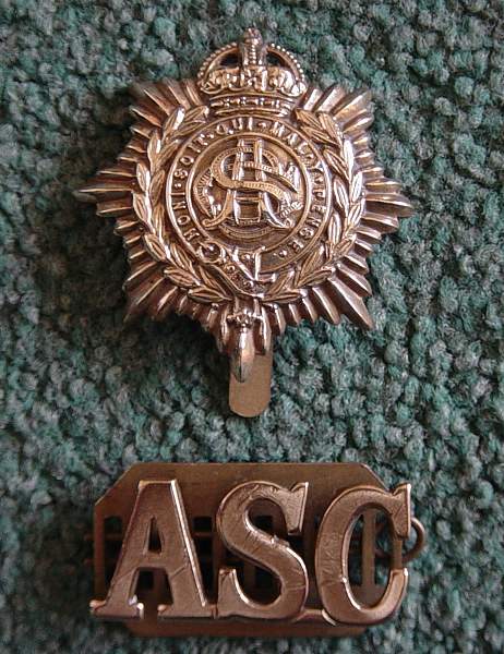 Army Service Corps cap badge and shoulder title