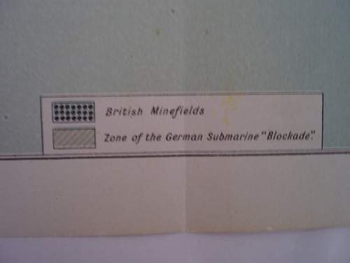 Map to illustrate the german submarine blockade and the British Minefields as a measure of protection