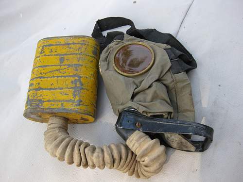 Helmet, gas mask and boots