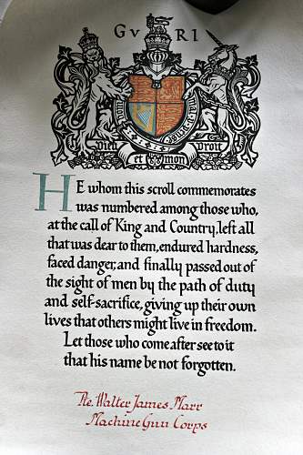 Death penny rememberance commemoration scroll