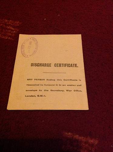 Machine Gun Corps Discharge Certificate