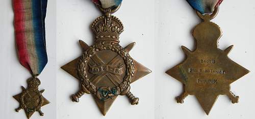 1914 15 star medal Pte. R. Astbury R. Welsh Fusiliers
