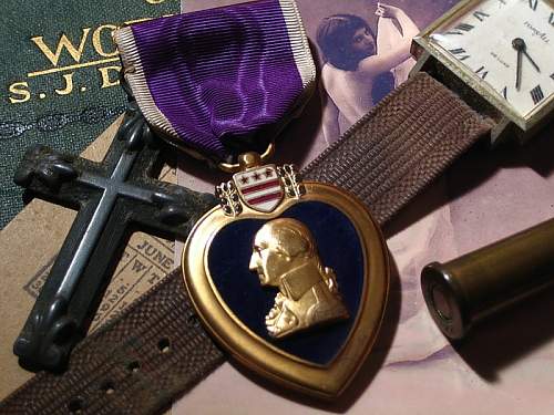 American Emblem Purple Heart #69970, Cpl. Arthur Forest 4th. Div. Co. B, 59th Inf. WW I