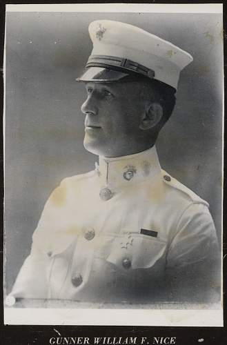 2nd. Lt. William F. Nice, DSC, SS, PH - USMC. 2nd. Div, 49th CO., 5th. Rgt. WWI