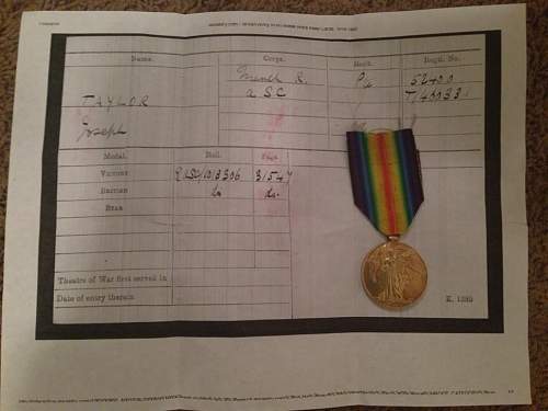 British WWI Victory Medal, Pte. Joseph Taylor, Manchester Regiment